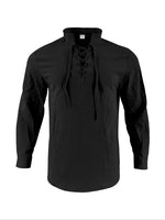 Men Linen Casual Long Sleeve Polo Shirt