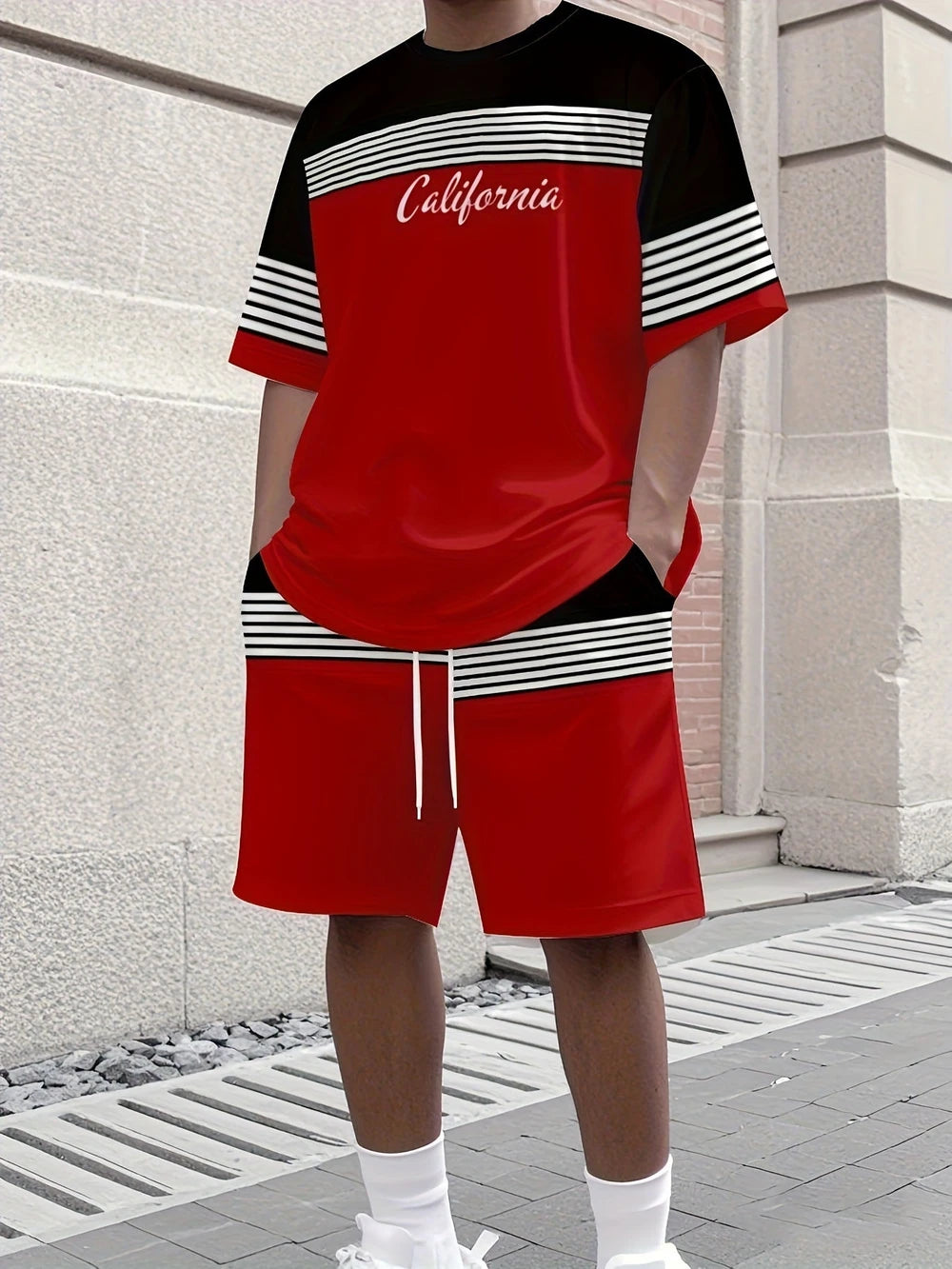 Men Sporty Tee Short Set