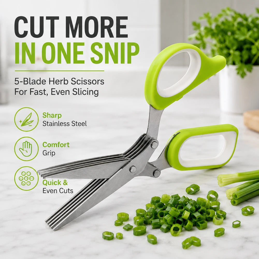 5-Blade Stainless Steel Herb Scissors