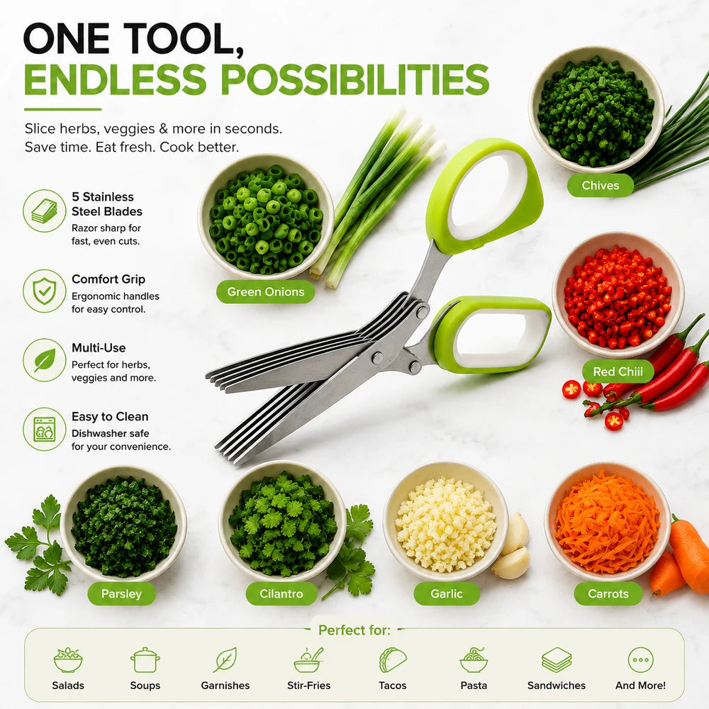 5-Blade Stainless Steel Herb Scissors
