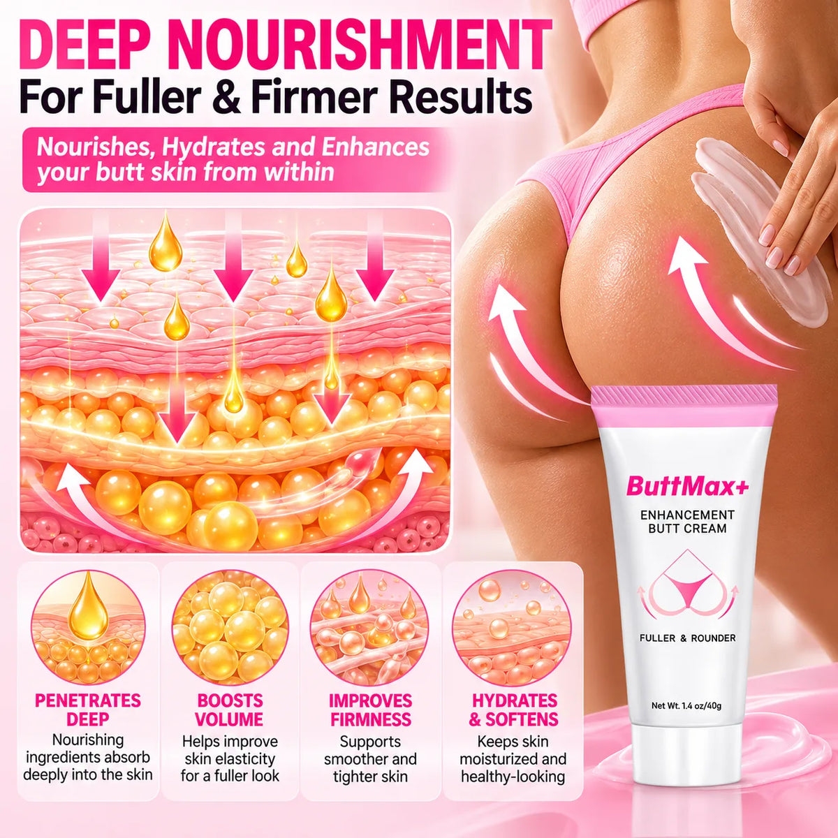 Biancat ButtMax+ Enhancement Butt Cream | Herbal Body Cream for Women