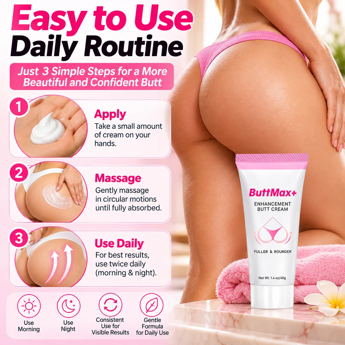 Biancat ButtMax+ Enhancement Butt Cream | Herbal Body Cream for Women