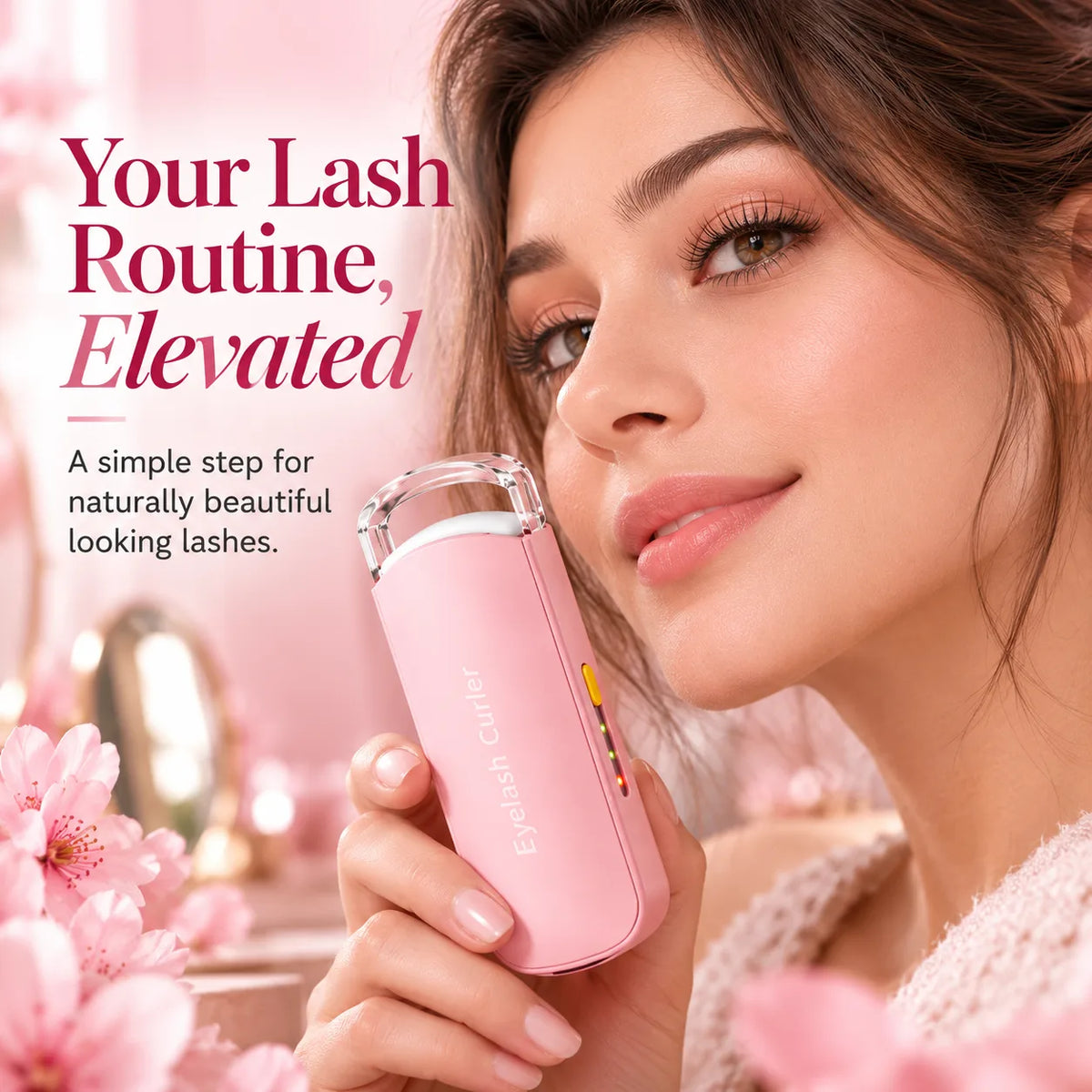 Lashviora HeatCurl Heated Eyelash Curler - 3 Heat Levels, Type-C Rechargeable