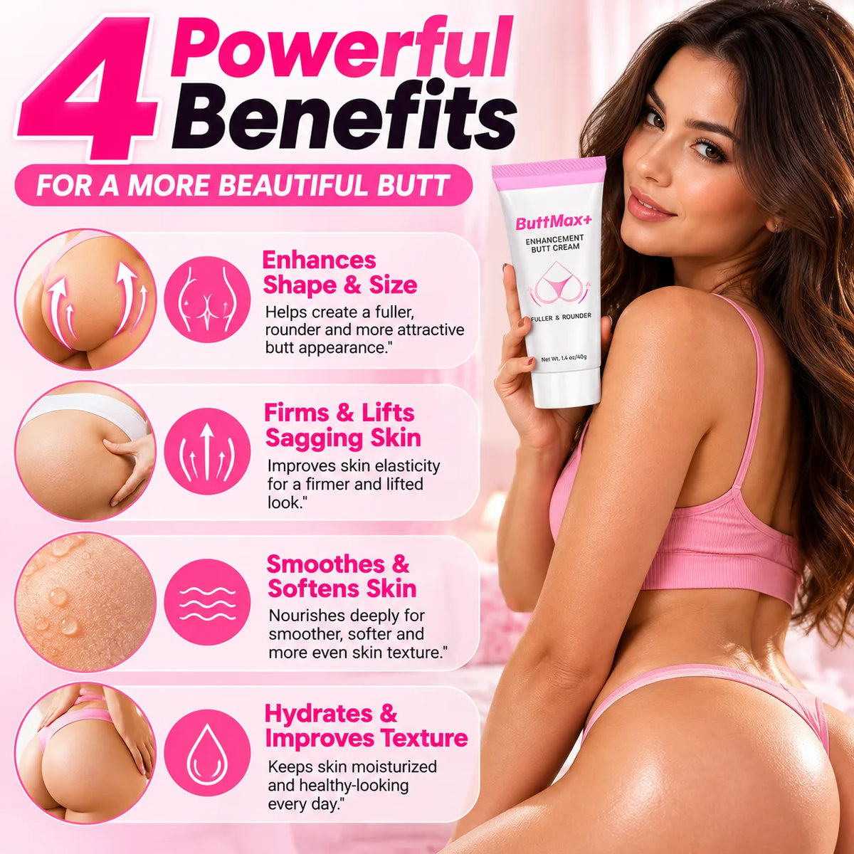 Biancat ButtMax+ Enhancement Butt Cream | Herbal Body Cream for Women