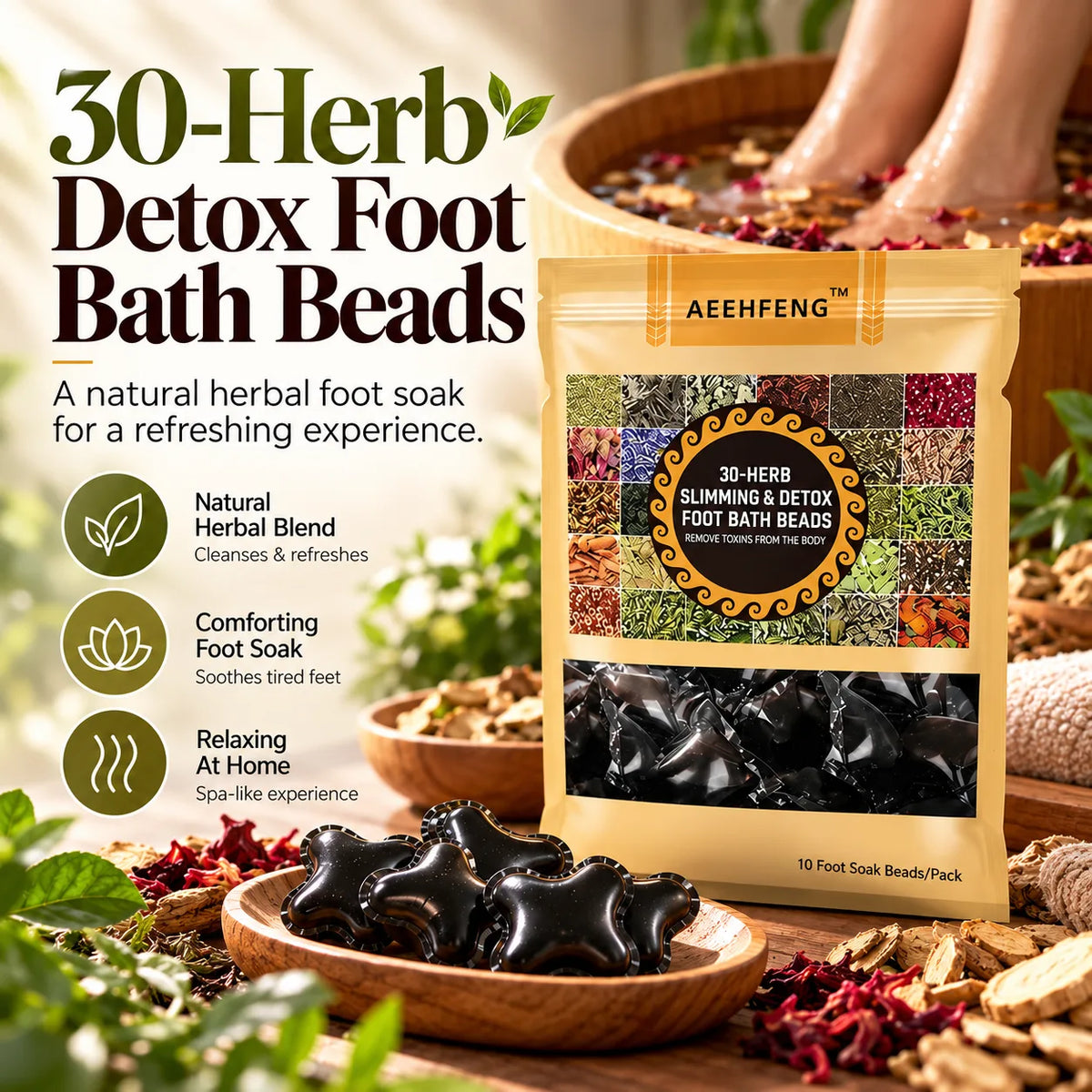 NatureGlow Herbal Foot Soak Beads – Warm Herbal Soak for Fresh Feet and Soft Skin