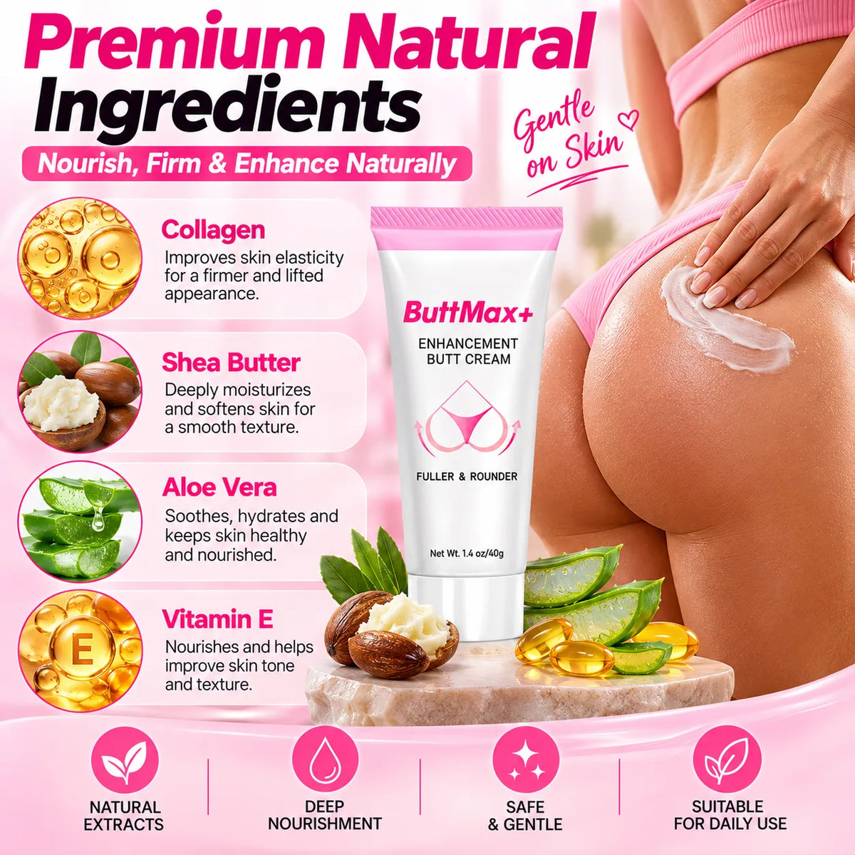 Biancat ButtMax+ Enhancement Butt Cream | Herbal Body Cream for Women